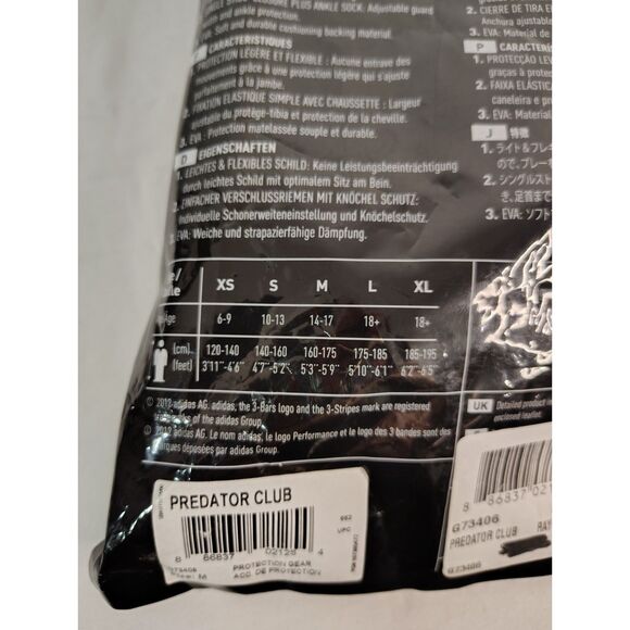 New ADIDAS Adult Medium Black Soccer Shin Guards PREDATOR CLUB Single Strap - Picture 4 of 6